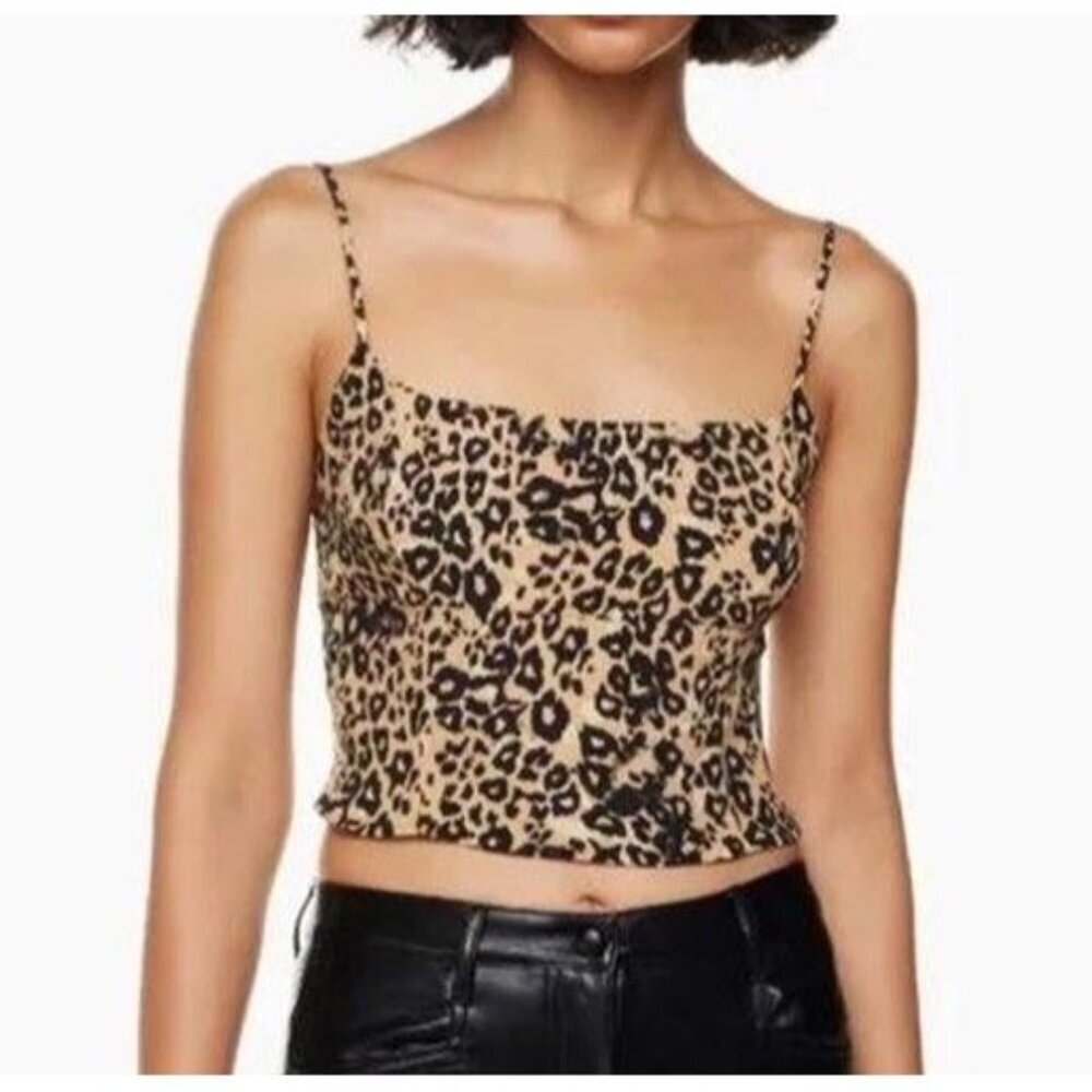 Wilfred 2XL Tank Top Basel Leopard Cropped Smocked Beige Brown Black Plus Size